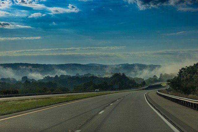 Free download road mountains fog pavement free picture to be edited with GIMP free online image editor