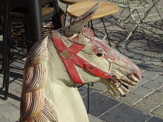 Free download Rocking Horse Toy Old Street Scene -  free photo or picture to be edited with GIMP online image editor