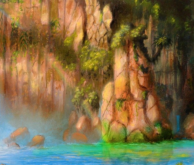 Free download Rocks Water Jungle -  free illustration to be edited with GIMP free online image editor