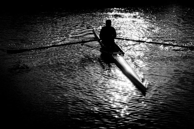 Free download Rowing Black And White Dark -  free photo or picture to be edited with GIMP online image editor