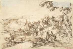 Free download Rustic Scene (recto); Landscape (verso) free photo or picture to be edited with GIMP online image editor