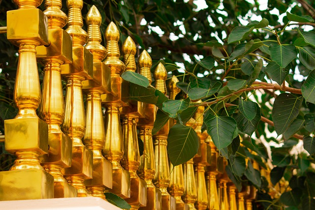 Free download sacred fig bodhi leaves brass wall free picture to be edited with GIMP free online image editor
