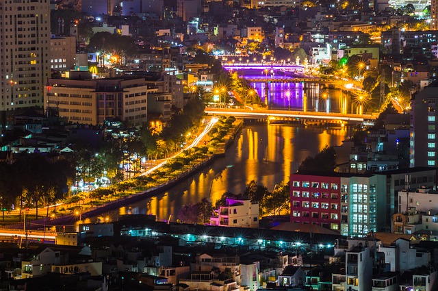 Free download saigon city river vietnam night free picture to be edited with GIMP free online image editor