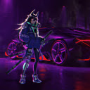 Samurai Anime Girl Neon Cyberpunk Car Live Wallpaper  screen for extension Chrome web store in OffiDocs Chromium