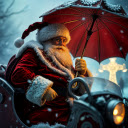 Santa Claus and red umbrella  screen for extension Chrome web store in OffiDocs Chromium