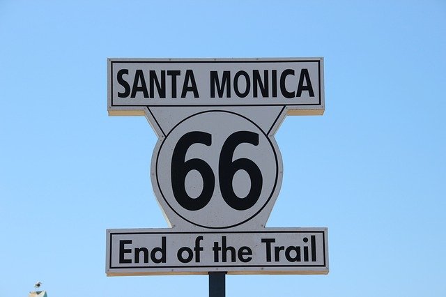 Bezpłatne pobieranie Santa Monica 66 koniec szlaku darmowe zdjęcie do edycji za pomocą bezpłatnego internetowego edytora obrazów GIMP