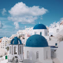 Santorini Blue Dome Theme  screen for extension Chrome web store in OffiDocs Chromium