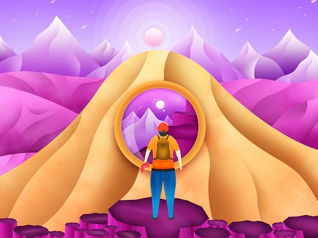 Free download Scenery Man Exploring -  free illustration to be edited with GIMP free online image editor