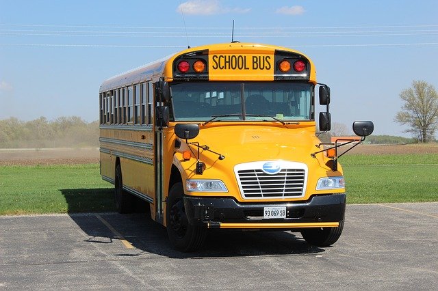 Free download school bus bus parking area vehicle free picture to be edited with GIMP free online image editor