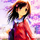 Schoolgirl on the sakura background | Kawaii  screen for extension Chrome web store in OffiDocs Chromium