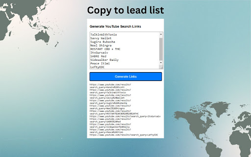 1000+ names to YouTube Channel Finder  from Chrome web store to be run with OffiDocs Chromium online