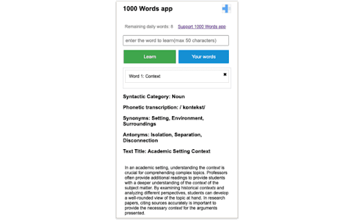 1000 Words  from Chrome web store to be run with OffiDocs Chromium online