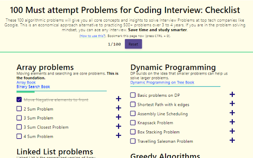 100 Interview Problems Checklist  from Chrome web store to be run with OffiDocs Chromium online