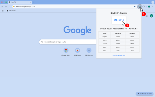 192.168.1.1 Router IP Finder  from Chrome web store to be run with OffiDocs Chromium online
