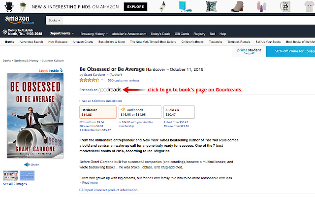 1 click amazon books to goodreads  from Chrome web store to be run with OffiDocs Chromium online