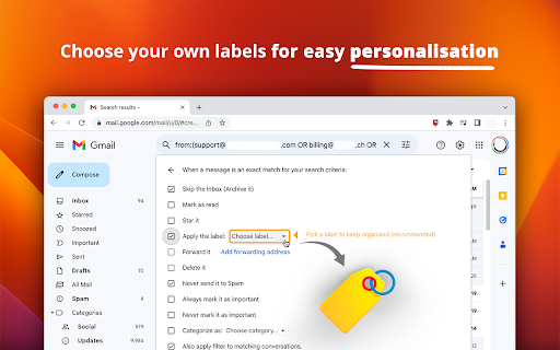 1 Click Filters for Gmail  from Chrome web store to be run with OffiDocs Chromium online