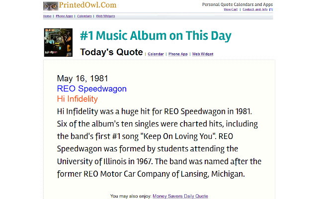#1 Music Album on This Day  from Chrome web store to be run with OffiDocs Chromium online