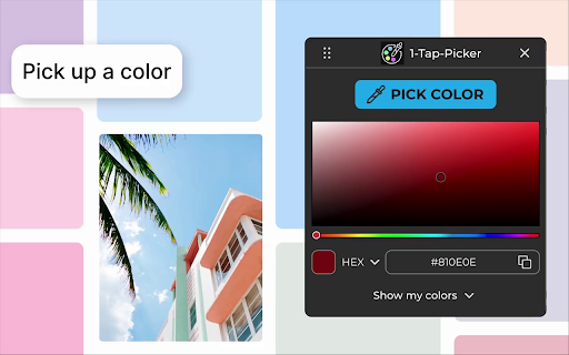 1 Tap Picker: The Ultimate Color Picker  Dropper  from Chrome web store to be run with OffiDocs Chromium online