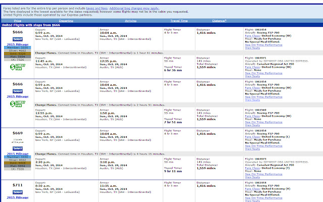 2015 Mileage Display On United.Com  from Chrome web store to be run with OffiDocs Chromium online