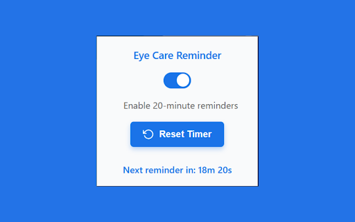 20 20 20 Eye Care Reminder  from Chrome web store to be run with OffiDocs Chromium online