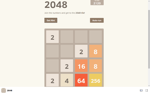 2048 Game in Browser Free  Offline available  from Chrome web store to be run with OffiDocs Chromium online