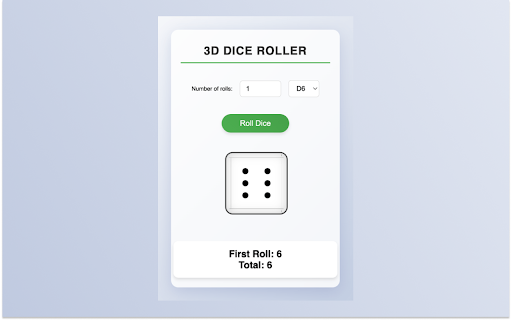 3D Dice Roller  from Chrome web store to be run with OffiDocs Chromium online