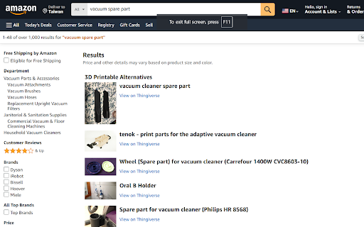 3D Printable Alternatives  from Chrome web store to be run with OffiDocs Chromium online
