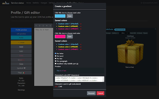 3DX Chat Profile / Gift Editor Enhancer  from Chrome web store to be run with OffiDocs Chromium online