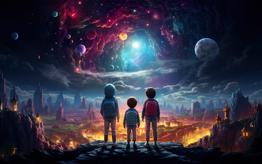 3 kids explore the moon  from Chrome web store to be run with OffiDocs Chromium online