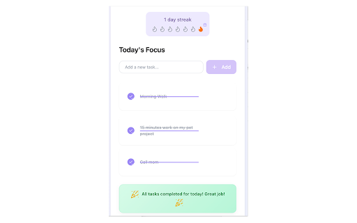 3 Tasks a Day for ADHD/Burned out brains SIMPLE WINS, not a new system  from Chrome web store to be run with OffiDocs Chromium online