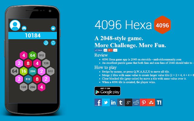 4096 Hexa  from Chrome web store to be run with OffiDocs Chromium online