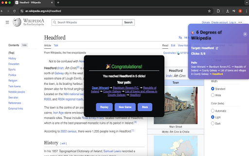 6 Degrees of Wikipedia  from Chrome web store to be run with OffiDocs Chromium online