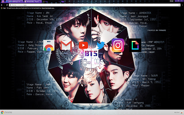 7 MEMBROS DO GRUPO POPULAR BTS | THEME <3 da Chrome Web Store será executado com OffiDocs Chromium online