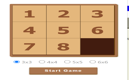 8 puzzle game  from Chrome web store to be run with OffiDocs Chromium online