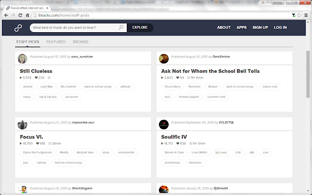 8tracks Filter  from Chrome web store to be run with OffiDocs Chromium online