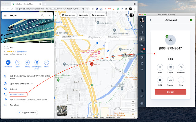 8x8 Web Dialer จาก Chrome เว็บสโตร์ที่จะใช้งานร่วมกับ OffiDocs Chromium ออนไลน์