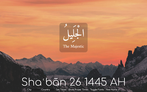 99 Names of Allah + Prayer Times Homepage  from Chrome web store to be run with OffiDocs Chromium online