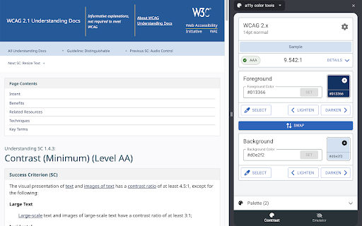 a11y color tools  from Chrome web store to be run with OffiDocs Chromium online