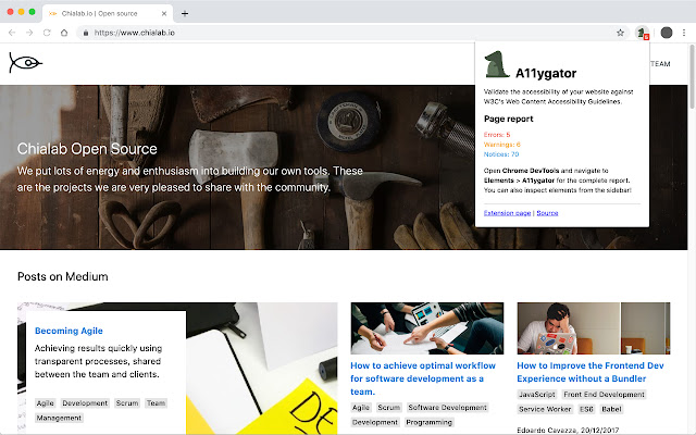 A11ygator  from Chrome web store to be run with OffiDocs Chromium online