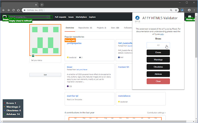 A11Y HTML5 Validator  from Chrome web store to be run with OffiDocs Chromium online