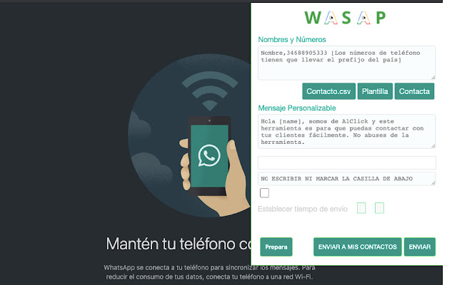 A1Click Whasup  from Chrome web store to be run with OffiDocs Chromium online
