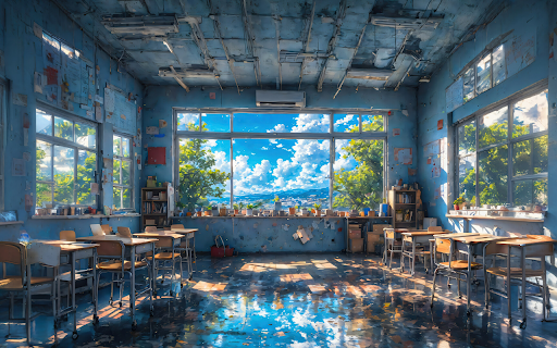 Abandoned Classroom with a View  from Chrome web store to be run with OffiDocs Chromium online