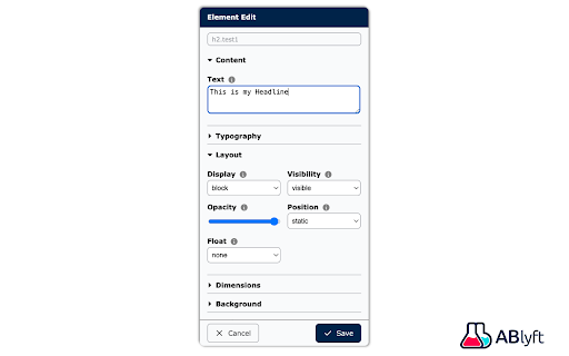 ABlyft Visual Editor  from Chrome web store to be run with OffiDocs Chromium online