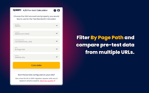 A/B Pre test Calculator by Speero  from Chrome web store to be run with OffiDocs Chromium online