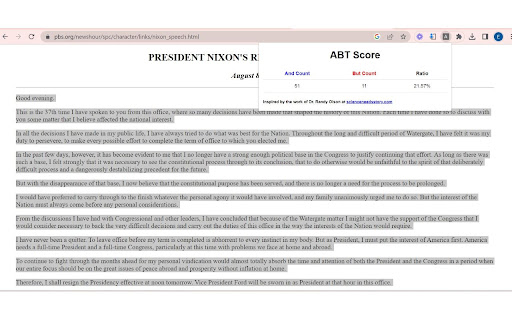 ABT Score Extension  from Chrome web store to be run with OffiDocs Chromium online