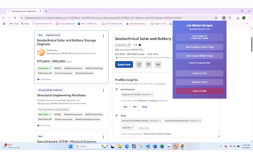 Academic Job Market Scraper  from Chrome web store to be run with OffiDocs Chromium online