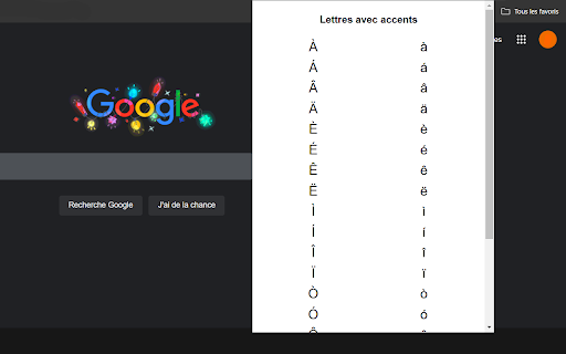 Accents Lettres  from Chrome web store to be run with OffiDocs Chromium online