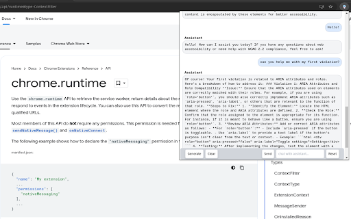 Accessibility Assistant  from Chrome web store to be run with OffiDocs Chromium online