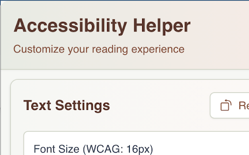 Accessibility helper  from Chrome web store to be run with OffiDocs Chromium online
