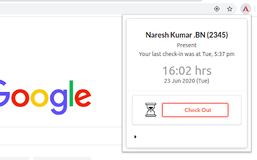 Accion Check In/Out  from Chrome web store to be run with OffiDocs Chromium online